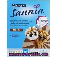 Miniconos Nata-chocolate Eroski Sannia, Pack 10x28 Ml