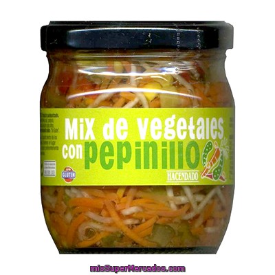 Mix De Vegetales Con Pepinillo (zanahoria,apio,maiz,pimiento) Conserva, Hacendado, Tarro 425 G Escurrido 250 G