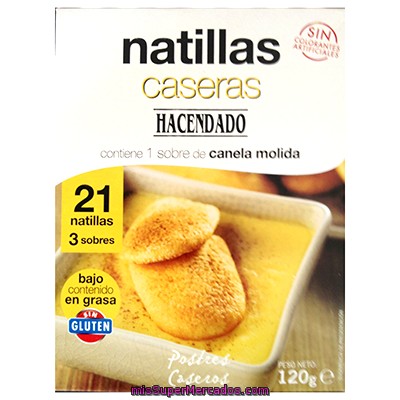 Natilla Casera Polvo Con Canela  (21 Raciones), Hacendado, Caja 120 G