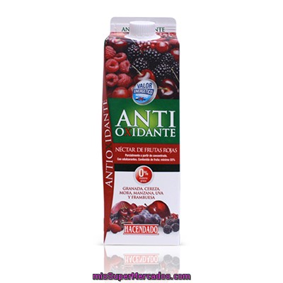 Nectar Frutas Rojas Antioxidante (con Valor Energetico Reducido), Hacendado, Brick 1 L
