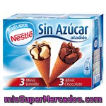 Nestle Mini Conos De Helado Sin Azúcares Añadidos Sabor Vainilla Y Chocolate 6 Unidades Estuche 420 Ml