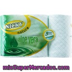 Nicky Papel Higiénico Aloe Vera 3 Capas Paquete 6 Rollos