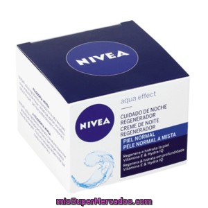 Nivea Aqua Effect Crema De Noche Regeneradora Piel Normal A Mixta 50 Ml