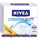 Nivea Creme Soft Pastilla De Jabón Cremoso Con Aceite De Almendras Caja 3 Unidades