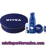 Nivea Lata Aniversario Con Body Milk Nutritivo Frasco 250 Ml + Crema Creme Lata 75 Ml + Desosodrante Invisible Black & White Roll-on Envase 50 Ml + Liposan