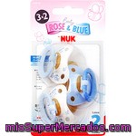 Nuk Chupetes De Látex Baby Rose&blue Surtidos De 6 A 18 Meses Talla 2 Blister 3 Unidades