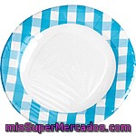 Nv Corporacion Plato De Cuadros Celeste 28 Cm Paquete 4 Unidades