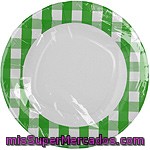 Nv Corporacion Plato De Cuadros Verdes 28 Cm Paquete 4 Unidades