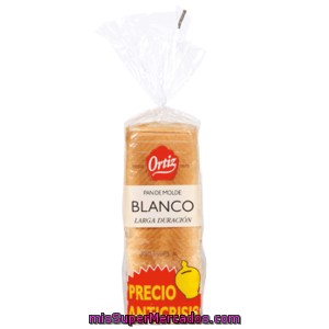 Ortiz Pan De Molde Blanco Bolsa 480 Gr