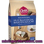 Ortiz Pan Tostado Integral Muy Bajo En Sal Y Bajo En Azúcar 30 Rebanadas Paquete 270 G