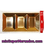 P&h Bandeja Rectangular Oro Con 3 Compartimentos 38x18 Cm Paquete 2 Unidades