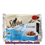 Pack Comida Para Gato Cusine Selección De Pescados Sheba Pack 4 X 85 Gr.