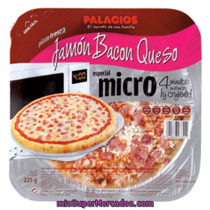 Palacios Pizza Fresca Mini Jamón Bacón Y Queso Especial Micro Envase 225 Gr