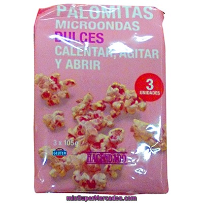 Palomitas Microondas Dulces, Hacendado, Pack 3 X 105 G - 315 G