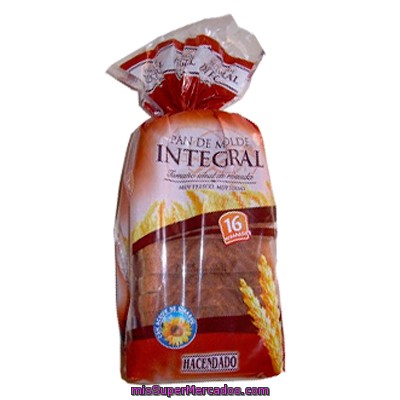 Pan Molde Integral 16 Rebanadas, Hacendado, Paquete 460 G