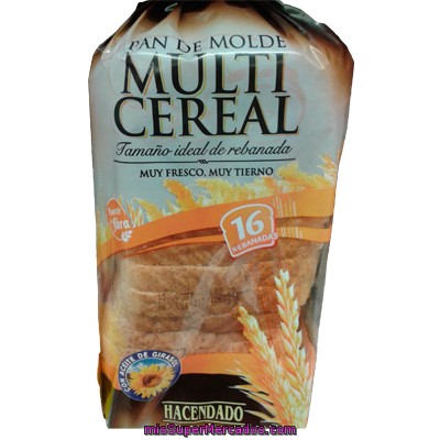 Pan Molde Multicereales 16 Rebanadas, Hacendado, Paquete 460 G