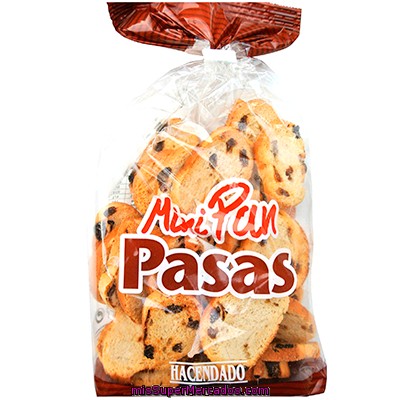 Pan Tostado Blanco Biscote Mini Con Pasas (redondo), Hacendado, Paquete 150 G