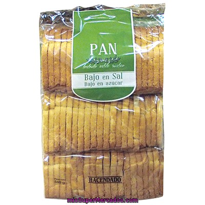 Pan Tostado Blanco Sin Sal Sin Azucar, Hacendado, Paquete 540 G