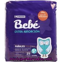 Pañal Aloe Absor. Extra Talla 5+ Eroski Bebé, Paquete 25 Unid.