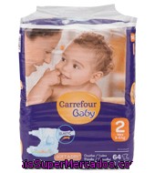 Pañal Con Elástico T2 De 3-6 Kg Carrefour Baby 64 Ud.