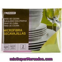 Paño De Cocina Microfibra Eroski, Pack 2 Unid.