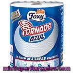 Papel Cocina 3 Capas Tornado Azul Foxy 1 Rollo.