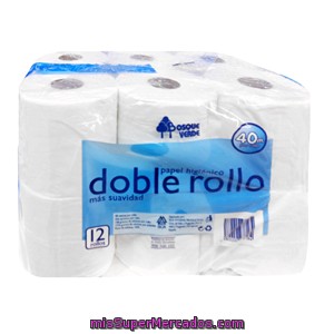 Papel Higienico Blanco Doble Rollo, Bosque Verde, Paquete 12 U