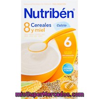 Papillas 8 Cereales Con Miel-calcio Nutriben, Caja 600 G