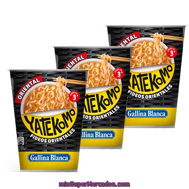 Pasta Deshidratada Fideos Orientales Yatekomo Oriental ***pack Ahorro***, Gallina Blanca, Bote Pack 3 U - 183 G