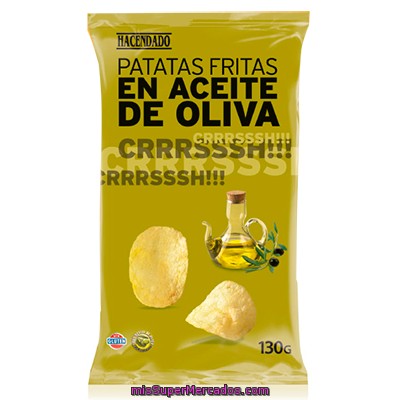 Patatas Fritas Lisas Aceite Oliva, Hacendado, Paquete 130 G