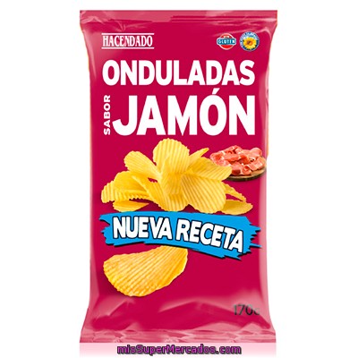 Patatas Fritas Onduladas Jamon, Hacendado, Paquete 170 G
