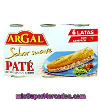 Pate Higado Cerdo Textura Fina, Argal, Pack 6 U - 498 G