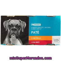 Patés Surtidos Para Perro Eroski, Pack 3x400 G