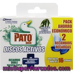 Pato Desinfectante Wc Discos Activos De Gel Active Eucalyptus Con Agentes Blanqueantes Recambio 2 Unidades