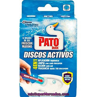 Pato Desinfectante Wc Discos Activos De Gel Frescor Marino Aparato + Recambio 6 Unidades Precio Especial