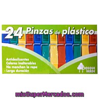 Pinzas Ropa Plastico, Bosque Verde, Paquete 24 U