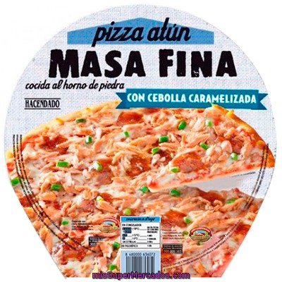 Pizza Congelada Atun Con Cebolla Caramelizada Masa Fina, Hacendado, U 400 G