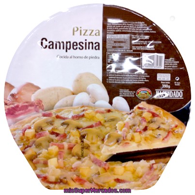 Pizza Congelada Campesina (champiñon, Bacon, Cebolla), Hacendado, U 390 G