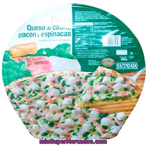 Pizza Congelada Queso Cabra Espinaca Bacon, Hacendado, U 380 G