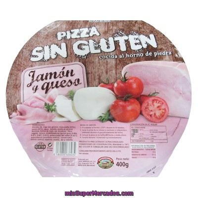 Pizza Congelada Sin Gluten Jamon York Queso, Hacendado, U 420 G