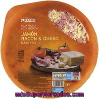 Pizza De Jamón Bacon Queso Eroski, 1 Unid, 390 G