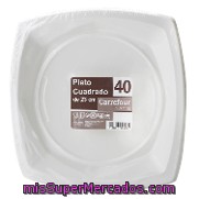 Plato Blanco Cuadrado 23 Cm Carrefour Home 1 Ud.