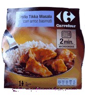 Pollo Tikka Con Arroz Basmati Carrefour 300 G.