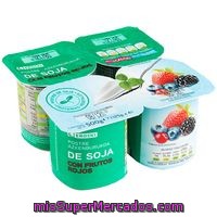 Postre De Soja Con Frutos Rojos Eroski, Pack 4x125 G