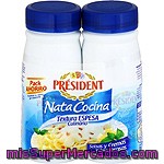 President Nata Líquida Espesa Para Cocinar Pack Ahorro 2 Botellas 250 Ml
