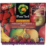 Puré De Manzana-fresa-plátano, Sin: Azúcar Añadido, Colorantes, Conservantes, Gluten Ni Lactosa Pom`bel Pack 4 Unidades De 100 Gramos