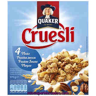 Quaker Cruesli Copos De Avena Con 4 Frutos Secos Paquete 375 G