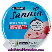 Queso Batido 0% Con Fresa Eroski Sannia, Tarrina 500 G