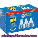 Raid Insecticida Volador Eléctrico Líquido Antimosquitos Comunes Y Tigre Recambio Caja 3 Unidades Acción Rápida Y Constante