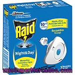 Raid Insecticida Volador Eléctrico Night & Day Mosquitos Comunes Y Tigre Recambio Caja 1 Unidad